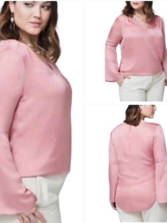 White House Black Market Tops - WHBM Pink Surplice Top Size 14 NWT